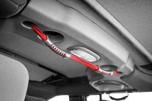 Jeep Wrangler Unlimited Rear Dual Grab Strap - Rugged Ridge - Red - `07-`17